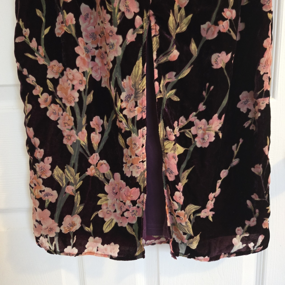 Lulus Strapless Velvet Dress with Pink Floral on Black - Picture 4 of 6